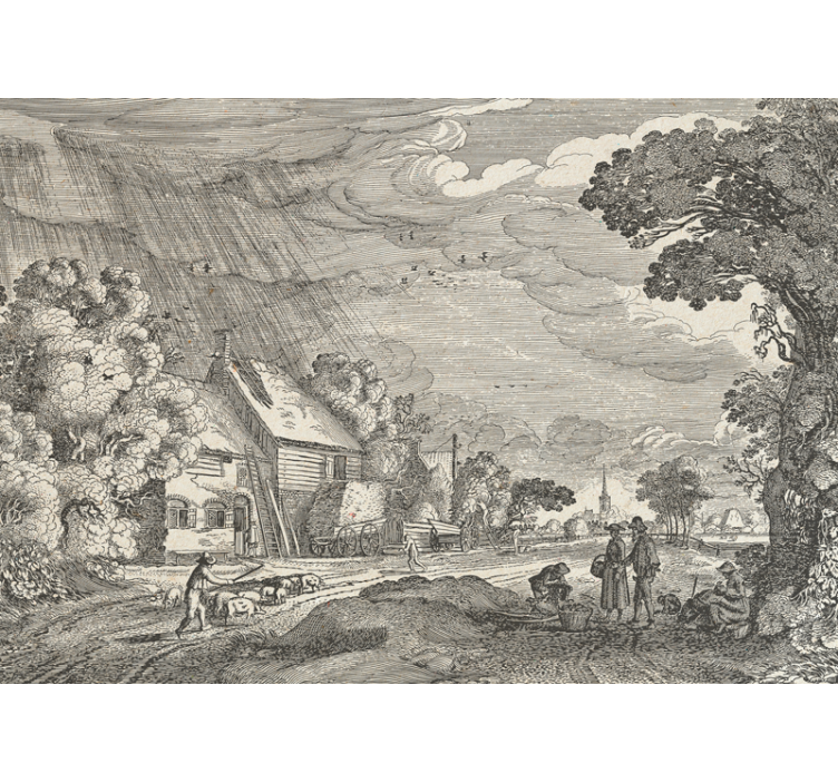 Landskab fototapet landlig scene fremstilling - TenStickers