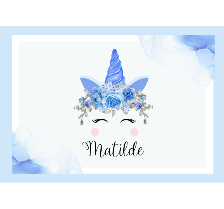 Fototapet til børneværelse med sød enhjørning illustration - TenStickers