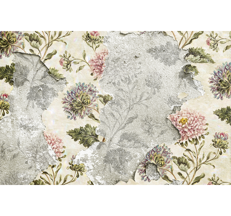 Beige vintage blomster fototapet - TenStickers