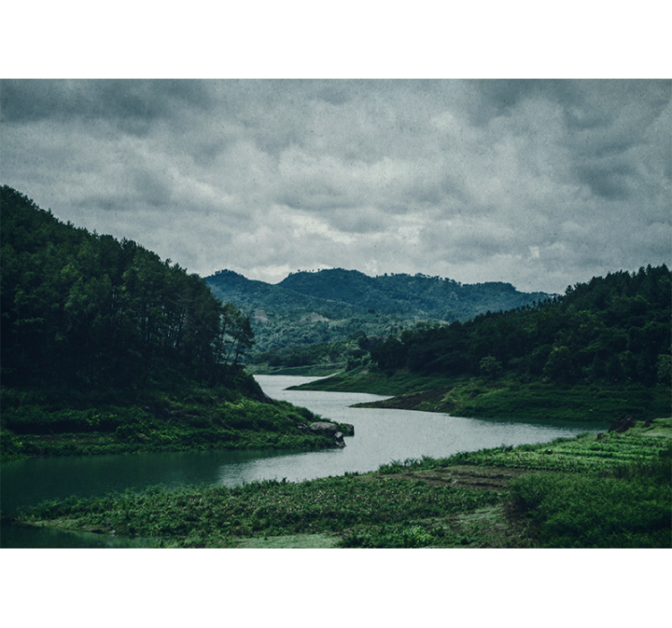 Landskab fototapet rolig vandvej landskab - TenStickers