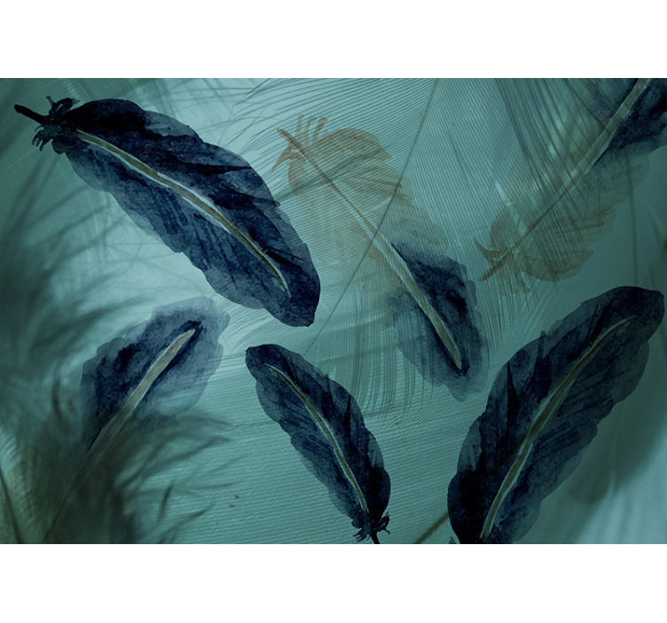 Solsikke fototapet med elegante bladmotiver - TenStickers