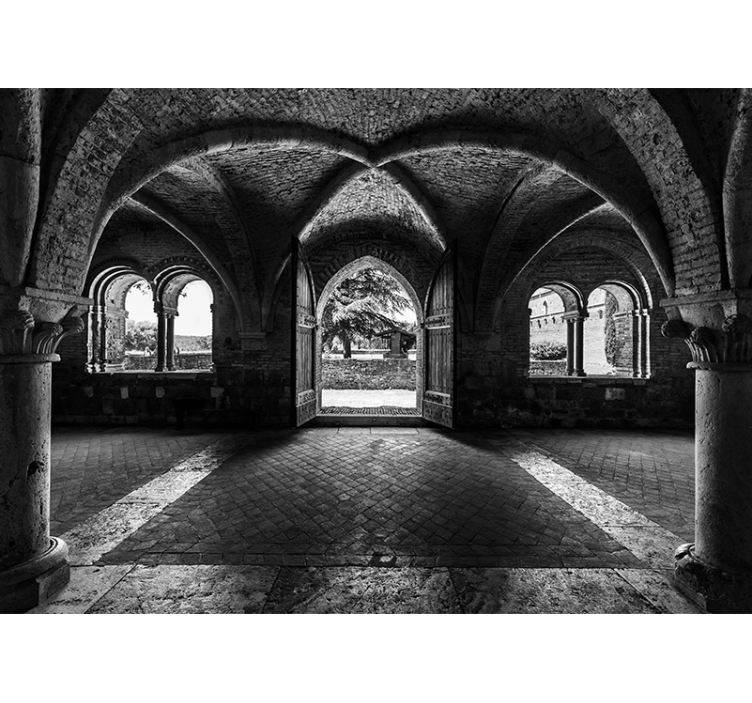 Murstensvæg optisk illusion 3d fototapet - TenStickers