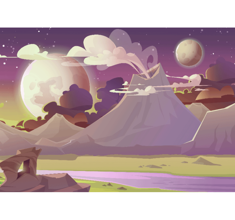 Fantasi fototapet bjerglandskab - TenStickers