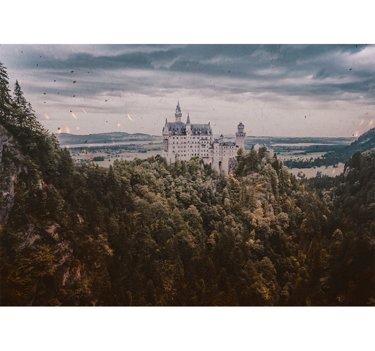 Landskab fototapet slot på bjerg - TenStickers