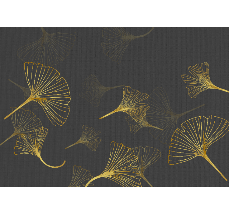 Gyldne ginko blade guld vintage fototapet - TenStickers