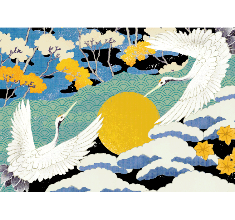 Kraner og sol natur fototapet - TenStickers