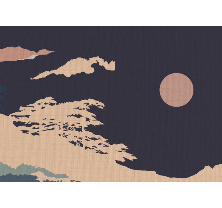 "japandi stil" mørkt kunstnerisk skovvægmaleri - TenStickers