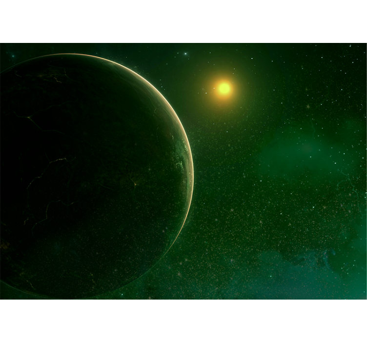 Grøn planet satellitrum fototapet - TenStickers