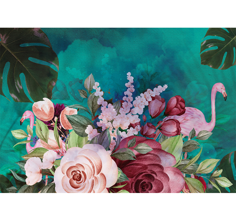 Fototapet blomster flamingo blomsterdisplay - TenStickers