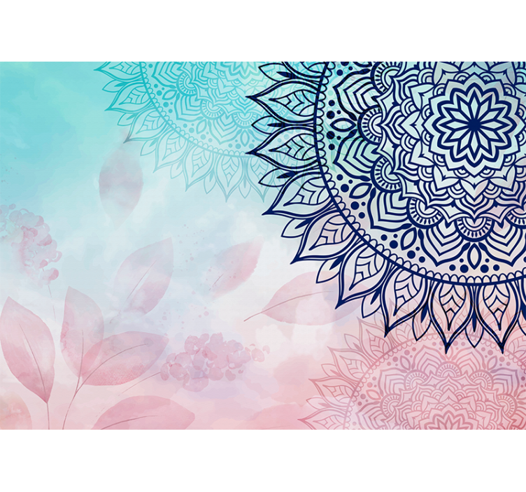 Blå nuancer kunstdesign fototapet mandala - TenStickers