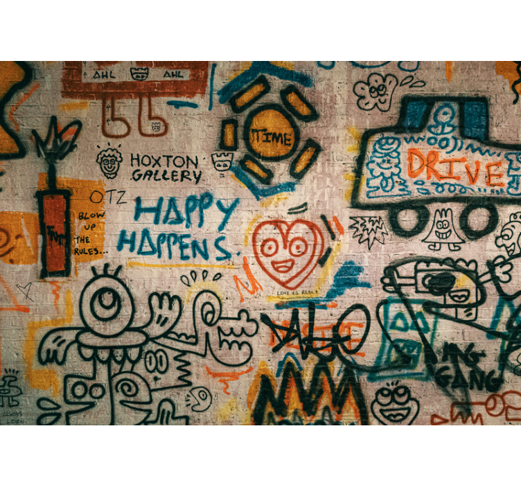 Graffiti fototapet farverig gadekunst - TenStickers