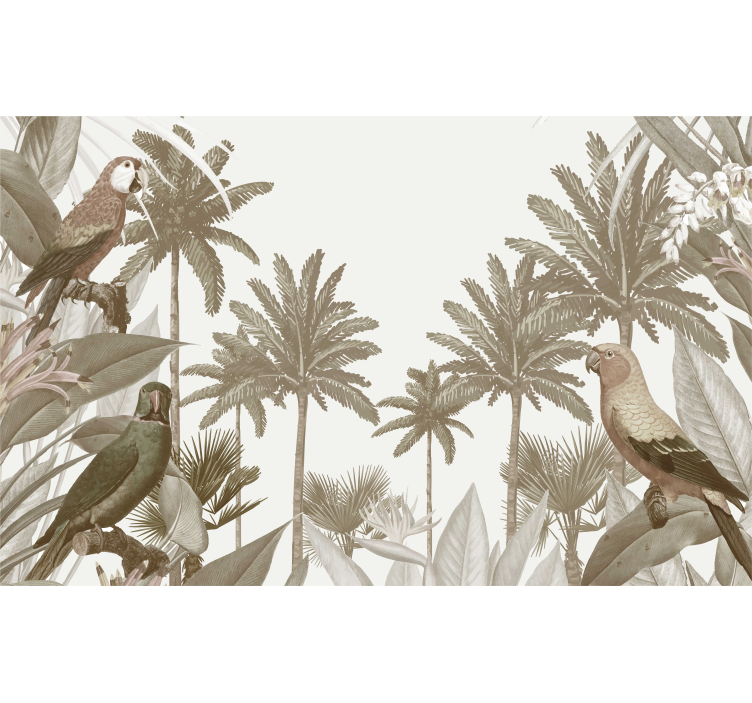 Vintage tropisk fauna fototapet jungle - TenStickers