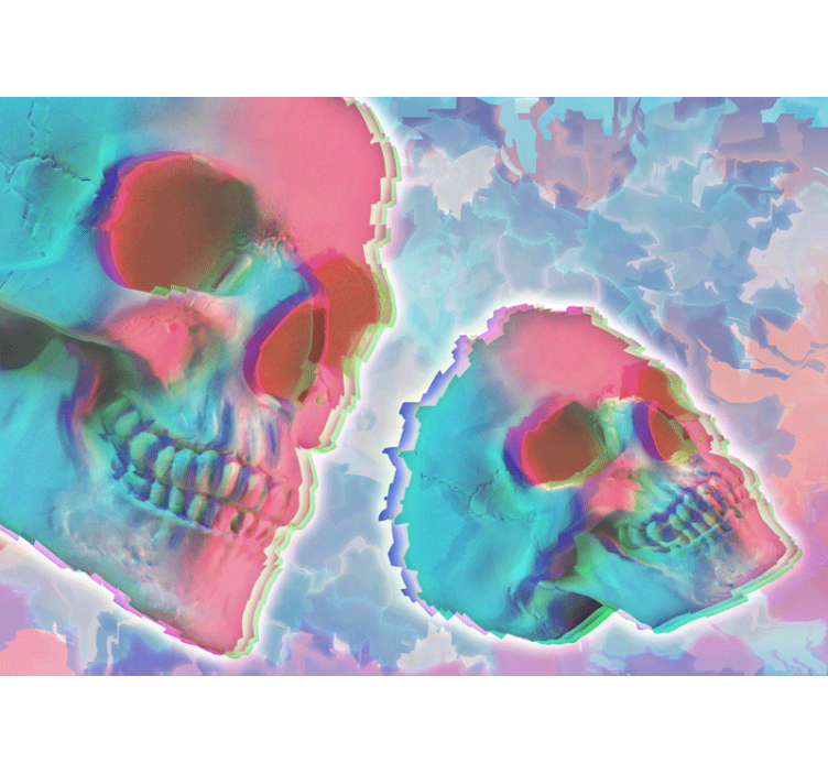 Psykedelisk dødshoved fototapet regnbue - TenStickers