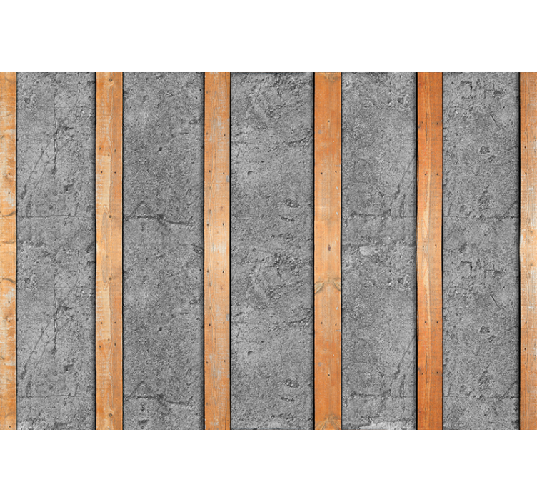 Træstolper på beton fototapet - TenStickers
