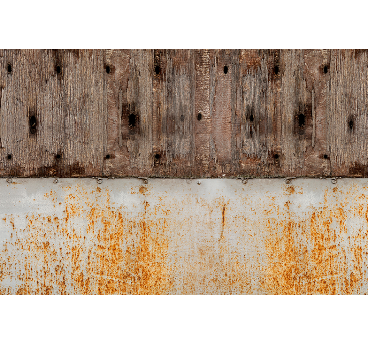 Metal og træflisning fototapet - TenStickers