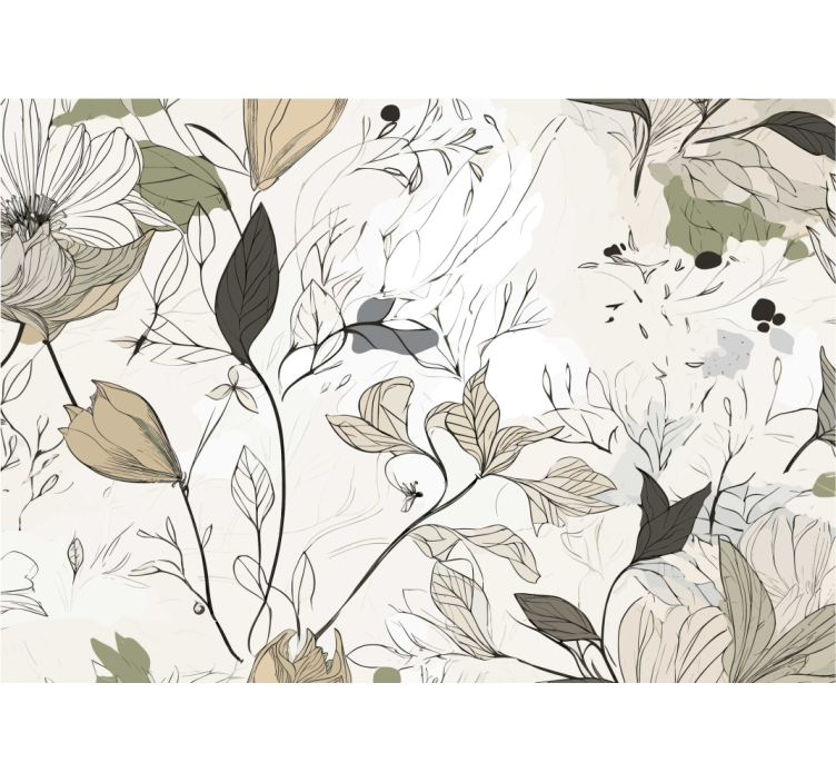 Tegnet blomster fototapet til badeværelset - TenStickers