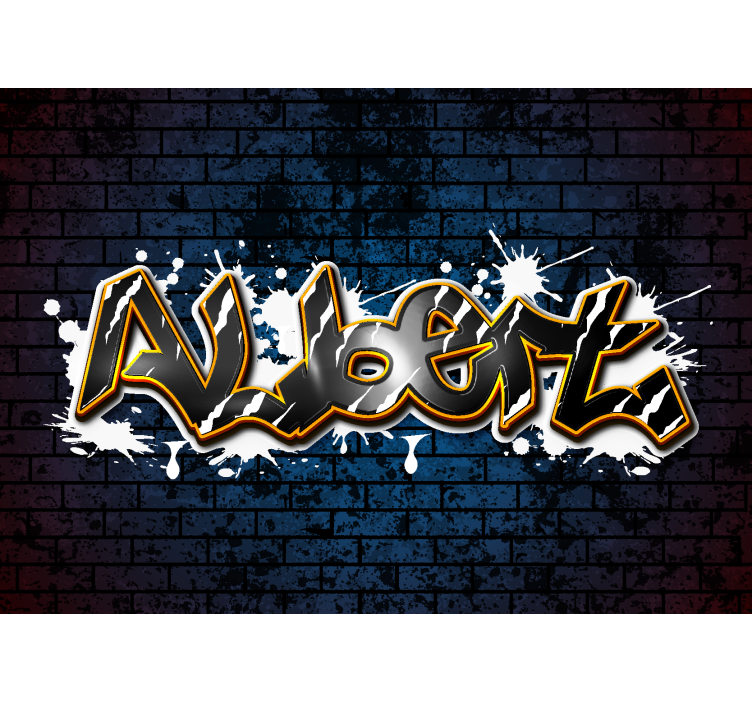 Murstensvæg med navn fototapet teenageværelse - TenStickers