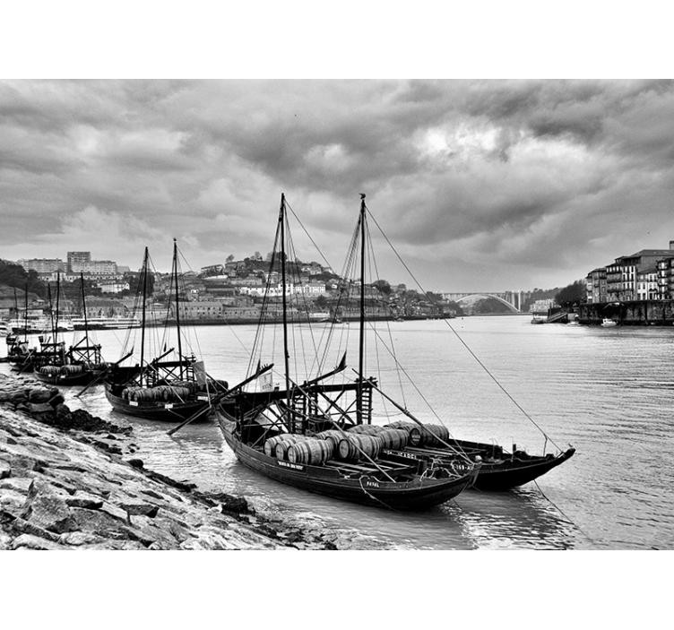 Oporto gråskalaer Rom fototapet - TenStickers