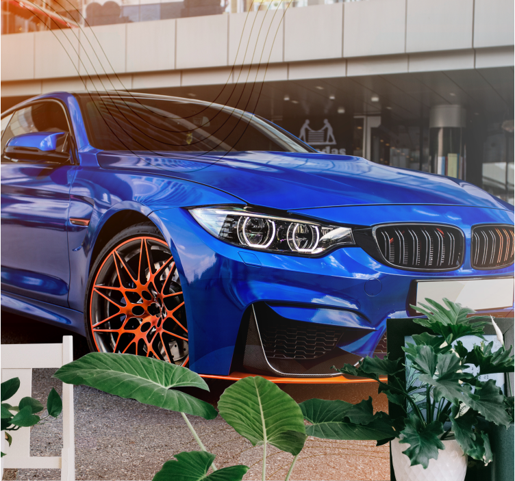 3d blå og orange bilmaleri - TenStickers