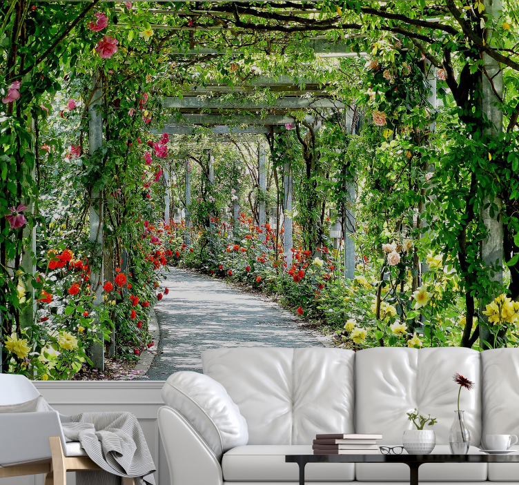 3d blomster i tunnel 3d fototapet - TenStickers