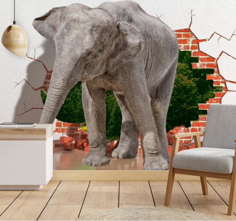 3d kæmpe elefant fototapet - TenStickers