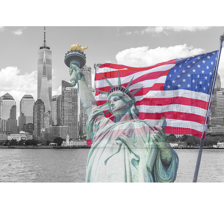 Statuens frihed skyline New York fototapet - TenStickers
