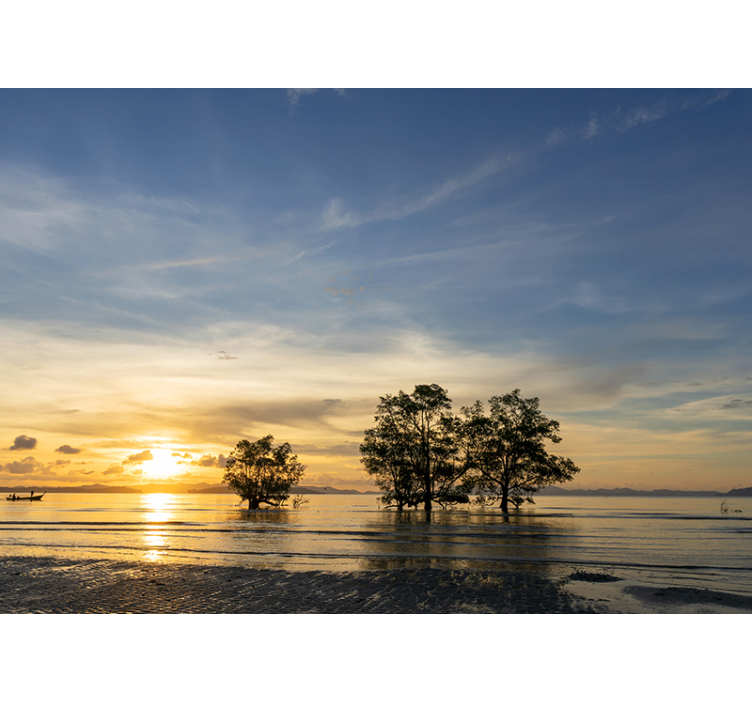 Rolig solnedgang landskab fototapet - TenStickers