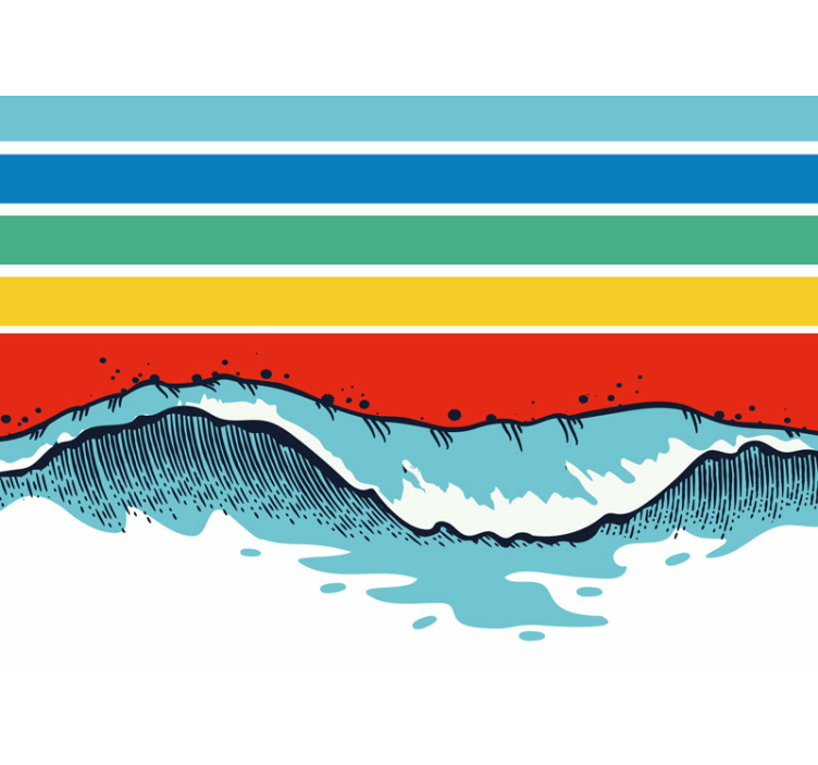 Retro farve striber og bølger fotofototapet - TenStickers