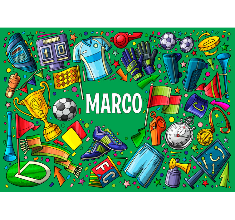 Fodbold passion med navn brugerdefineret fototapet - TenStickers