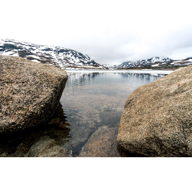 Landskab fototapet rolig bjerggenklang - TenStickers