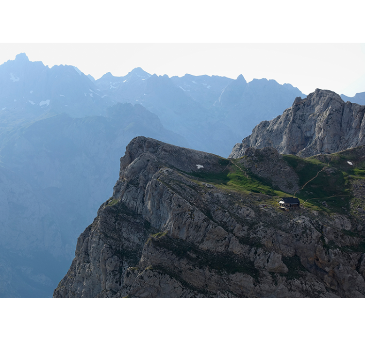 På en klippe og bjerge bjergmaleri - TenStickers