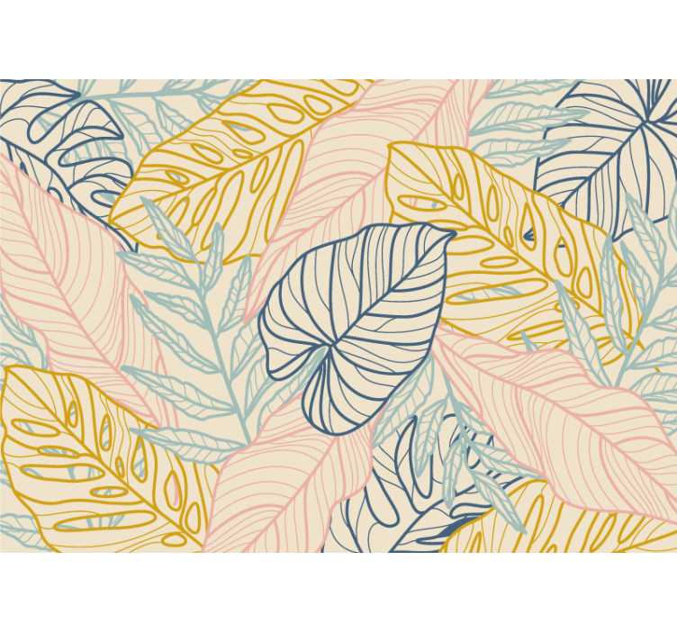 Pastel monstera efterlader natur fototapet - TenStickers