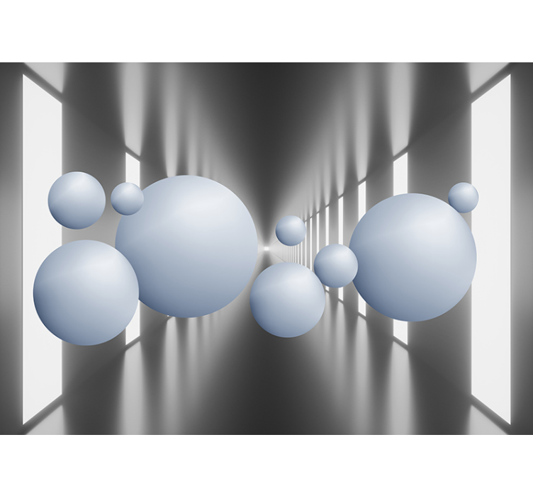 3d flydende bolde jerntunnel fototapet 3d - TenStickers