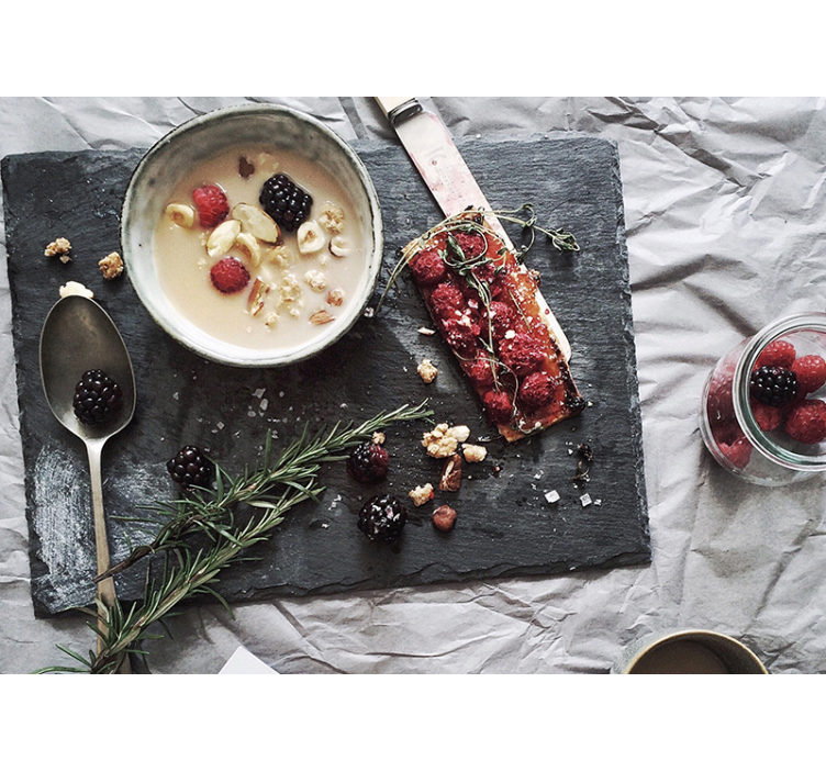 Fototapet blomster frisk bær fornøjelse - TenStickers