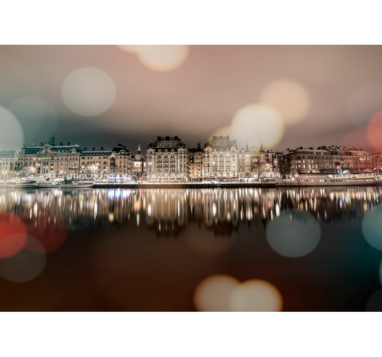 Naturskøn byrefleksion fototapet af byer - TenStickers