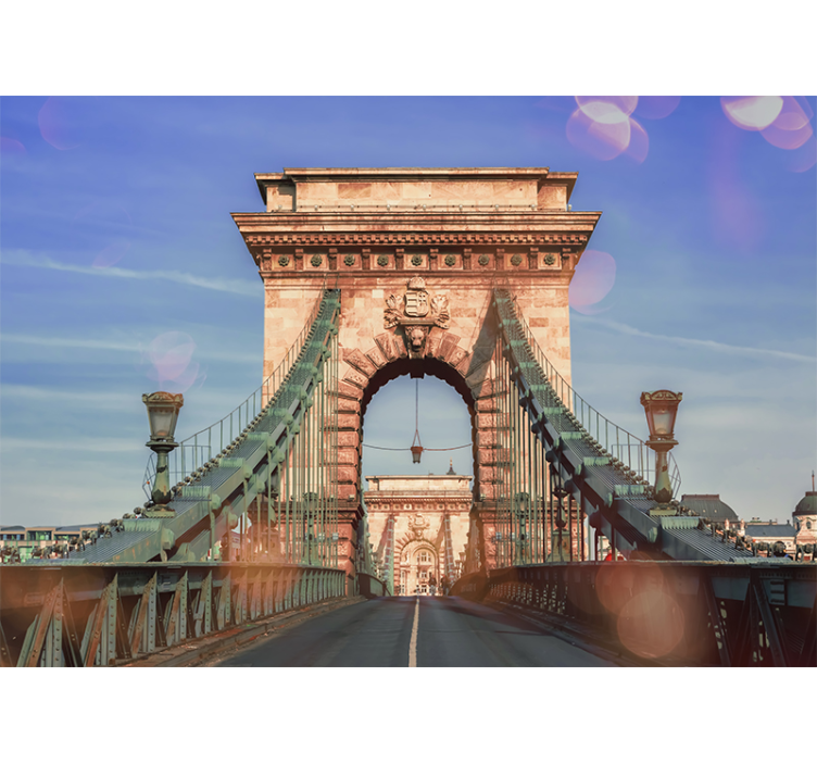 Fototapet af byer chain bridge udsigt - TenStickers