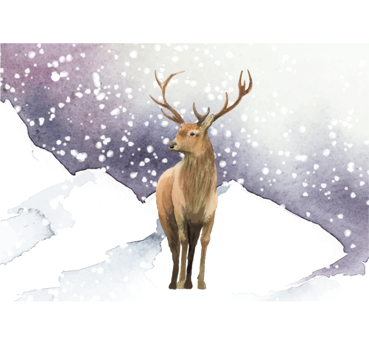Hjort i sne detaljeret fototapet - TenStickers