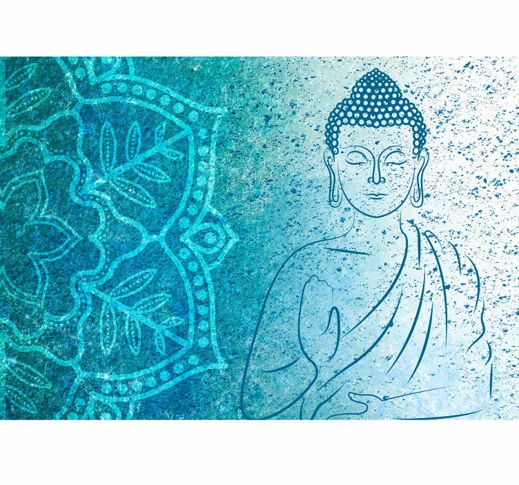 Buddha blå mandala fototapet - TenStickers