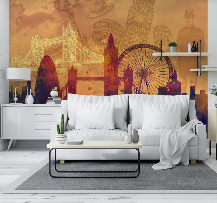 Abstrakt skyline london byfototapet - TenStickers