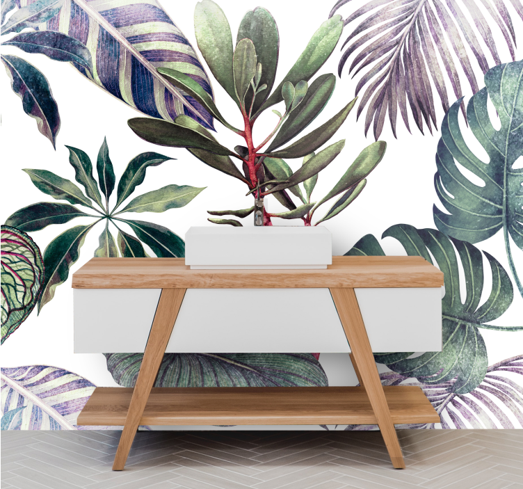 Akvarel monstera planter fototapet - TenStickers