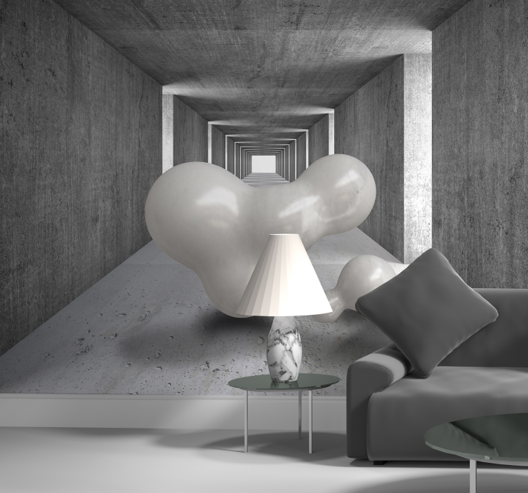 Balloner flyder gennem tunnel 3d fototapet - TenStickers