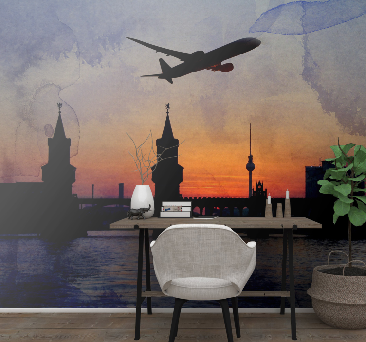 Berlins skyline solnedgang berlin fototapet - TenStickers