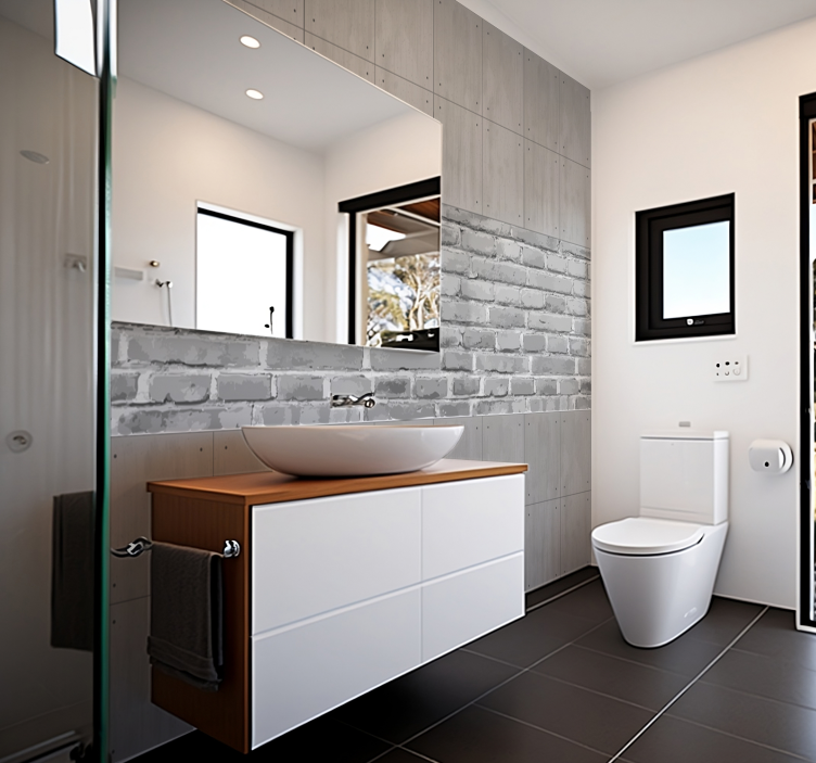 Betonpaneler fototapet til badeværelse - TenStickers