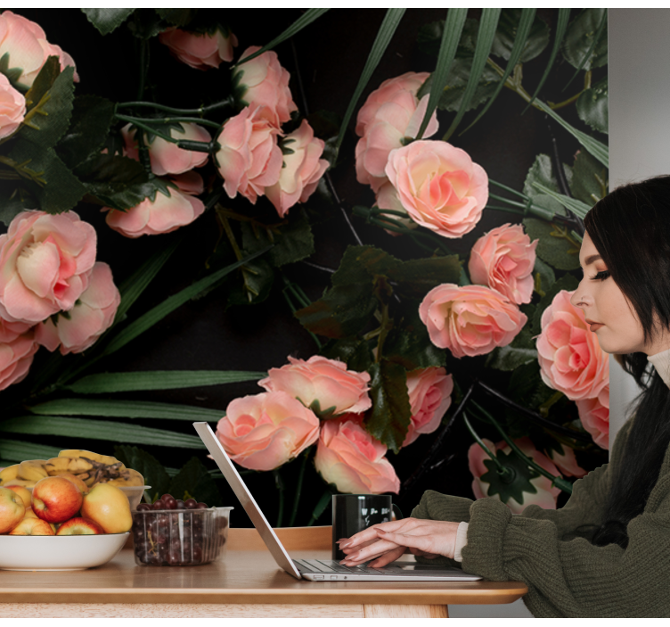 Bløde lyserøde roser fototapet blomster - TenStickers