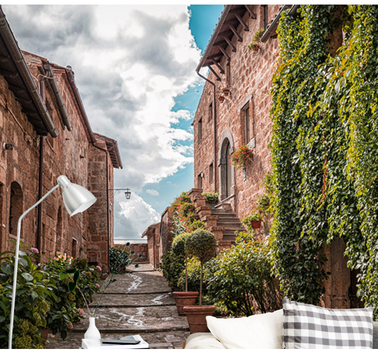Charmerende italiensk gade fototapet af byer - TenStickers