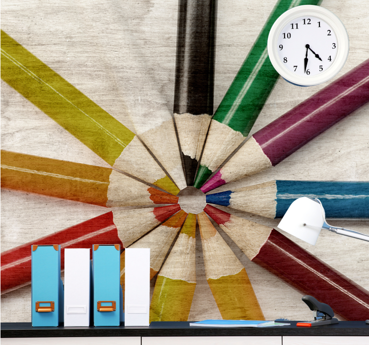 Citat fototapet farverige blyanter arrangeret - TenStickers