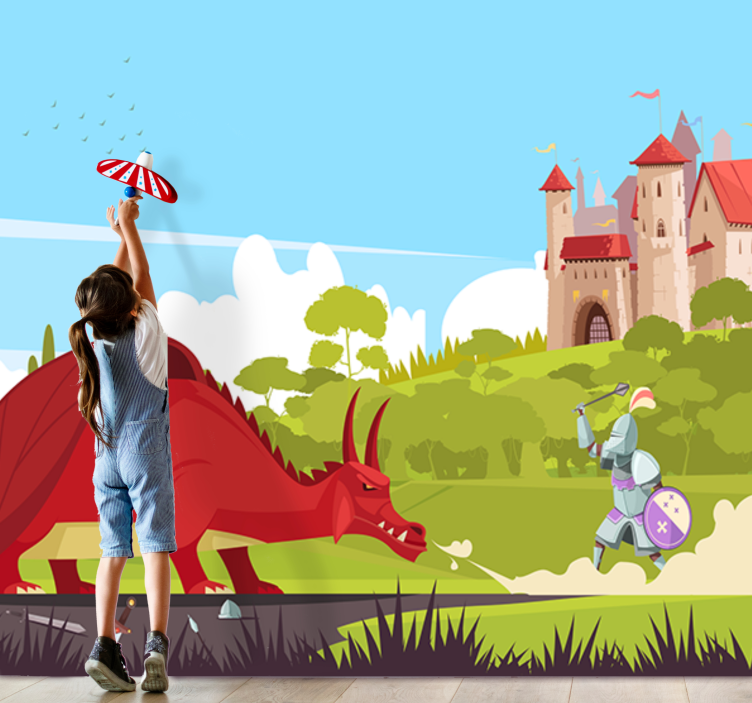 Drage og ridder børn fototapeter - TenStickers