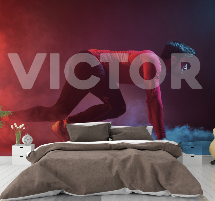 Dynamisk løbersilhuet fototapet med folk - TenStickers