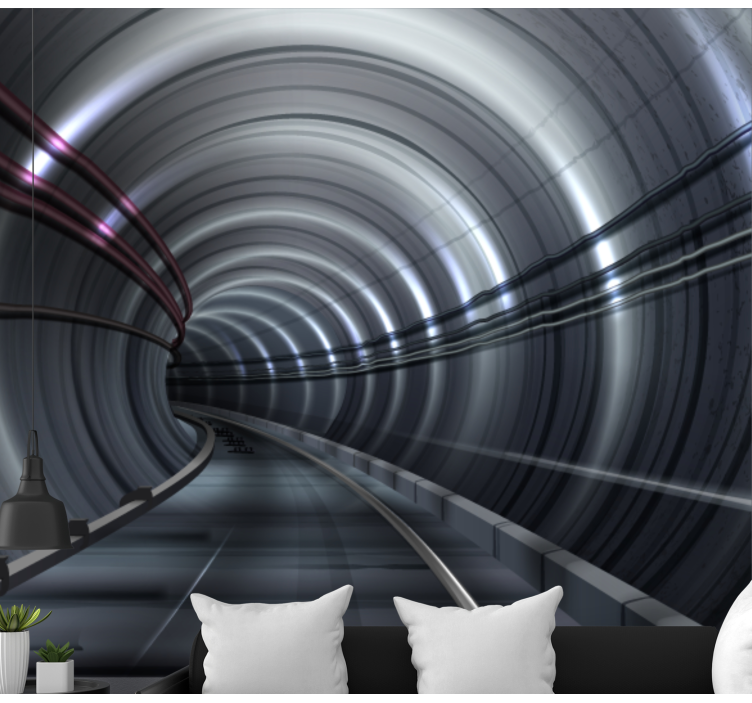 Effekt jern tunnel 3d fototapet - TenStickers