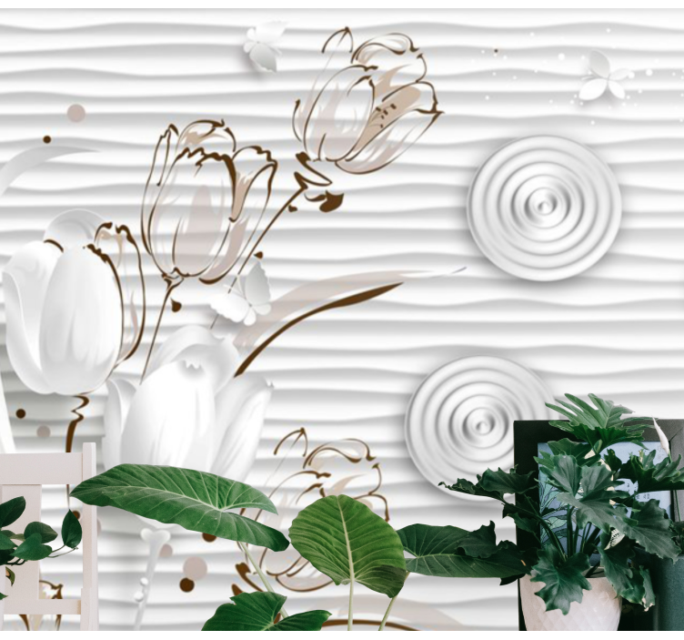 Hvide elegante tulipaner fototapet blomster - TenStickers